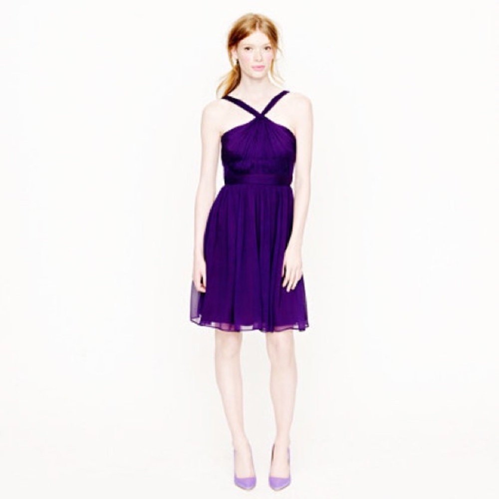 J. Crew Women's Sinclair dress in silk chiffon in Purple 4